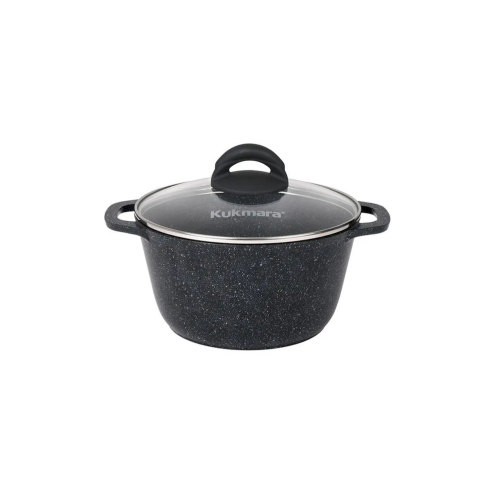 Кастрюля Kukmara Granit кгч25а black стекл.крышка
