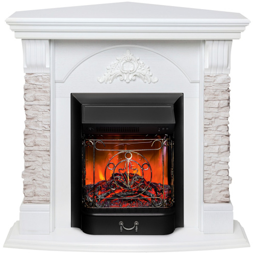 Электрокамин RealFlame Athena Corner GR белый с очагом Majestic Lux Black