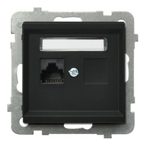 Розетка компьютерная Ospel Sonata (GPK-1R/K/m/33) черный металлик