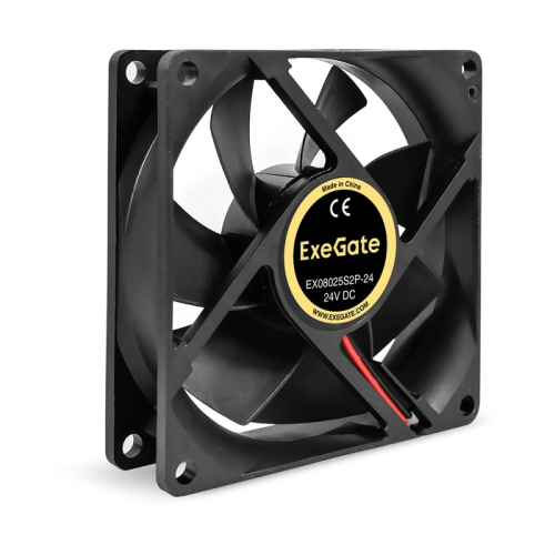 Вентилятор ExeGate EX08025S2P-24 EX295206RUS (80x80x25 мм, Sleeve bearing (подшипник скольжения), 2pin, 2800RPM, 28dBA)