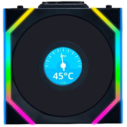 Комплект вентиляторов (3шт.) Lian Li UNI Fan SL Wireless LCD 120 Reverse Blade (G99.12RSLLCD1W3B.R0)/12RSLLCD1W3B Black/120x124,5x28мм(1.6”,PWM,ARGB)