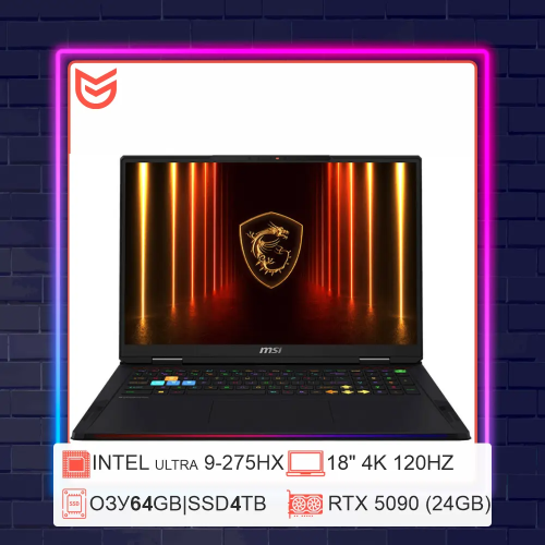 18" Ноутбук MSI Raider 18 HX AI | Ultra 9 275HX + RTX 5090 | 4K+ 120Hz