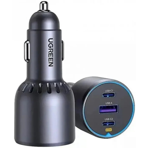 Автомобильное ЗУ UGREEN EC703 (35024) 75W 2*USB-C PD 3.0&USB-A w/o Cable Fast Car Charger Gray