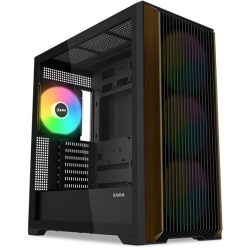 Корпус SAMA Z60 Black (Z60-BKAWA4X1-GL) без БП, Midi-Tower, TG, 4x140mm ARGB, 2xUSB 3.0 + 1xUSB 3.1 Type-C, E-ATX, ATX, mITX