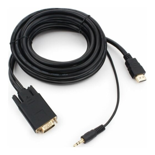 Кабель Cablexpert A-HDMI-VGA-03-5M HDMI-VGA 19M/15M + 3.5Jack 5м черный