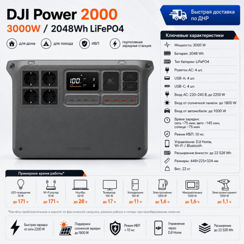 Портативная электростанция DJI Power 2000 (3000Вт)