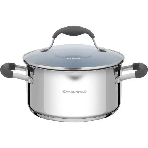 Кастрюля MAUNFELD Laura MCS56S08GR из нерж со стекл. крышкой, 24см, 5,6л