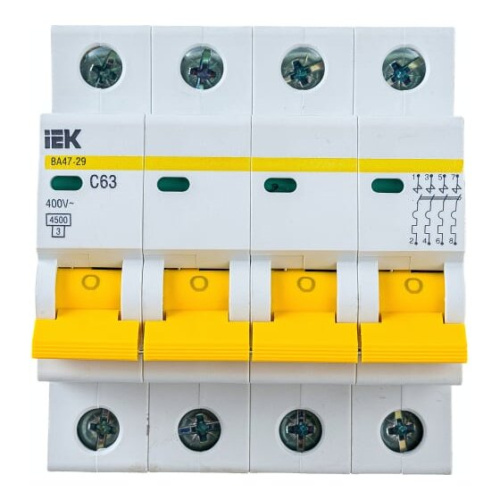 Выключатель автоматический модульный IEK ВА 47-29 ИЭК MVA20-4-063-C 4п C 63А 4.5кА