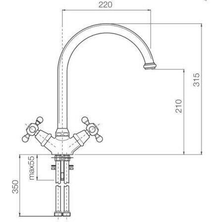 Смеситель для кухни Italmix Novecento 0900 Grey