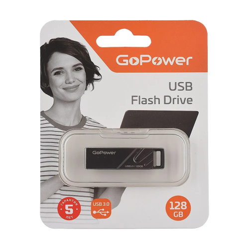 USB-флешка GoPower Titan (00-00025959) 128GB USB3.0 металл черный графит