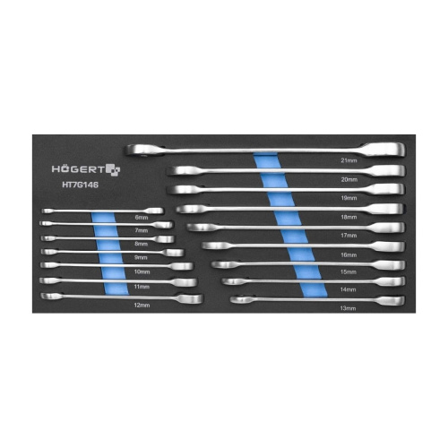 Набор ключей рожково-накидных HOEGERT TECHNIK HT1R006-HT1R021 (HT7G146) с трещоткой 16шт.