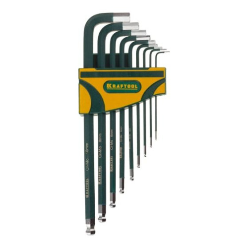 Набор ключей шестигранных KRAFTOOL Industrie ( 27445-H9) длинные, шарик, Cr-Mo сталь, 9шт