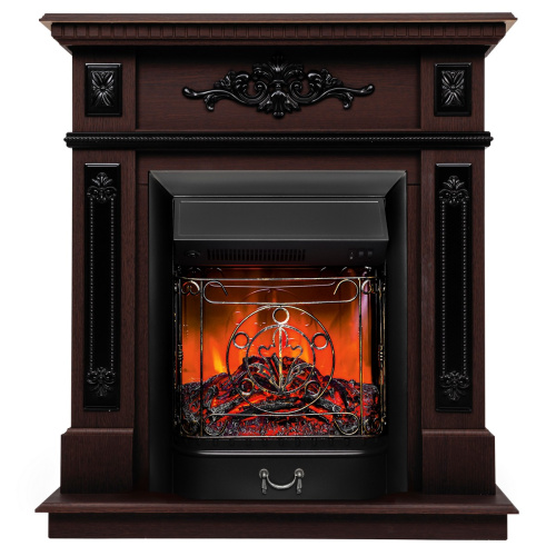 Электрокамин RealFlame Lilian DN орех с очагом Majestic Lux Black