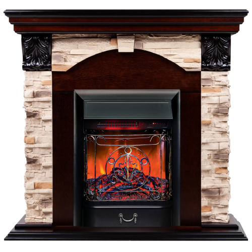 Электрокамин RealFlame Dublin Rock AO античный дуб с очагом Majestic Lux Black RC