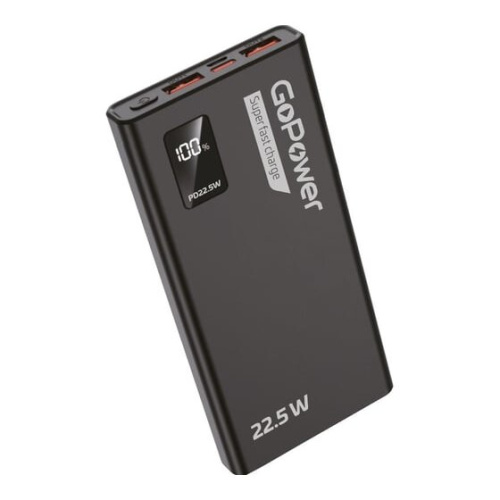 Внешний аккумулятор GoPower PB03-20 20000mAh 3.0A 22.5W 2USB/Type-C черный (00-00029660)