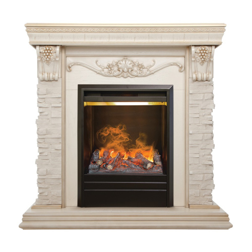 Электрокамин RealFlame Patricia WT белый дуб с золотой патиной c очагом 3D Olympic