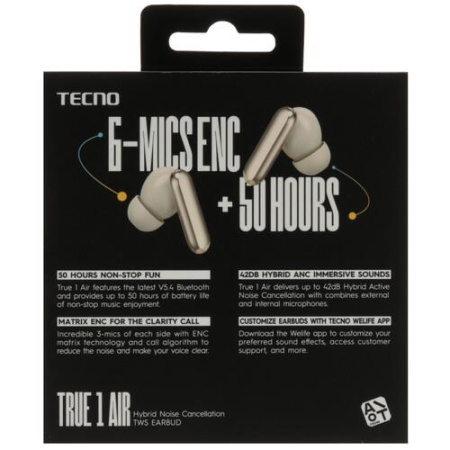 Наушники TWS Tecno True 1 Air белый