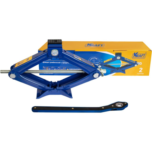 Домкрат ромбический KRAFT KT 800072 с трещоточной рукояткой 2 т.