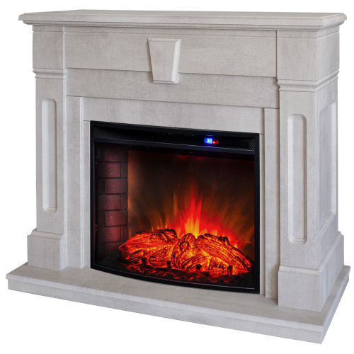 Электрокамин RealFlame Kellie 25,5/26 WT цвет белый камень с очагом Evrika 25,5 LED