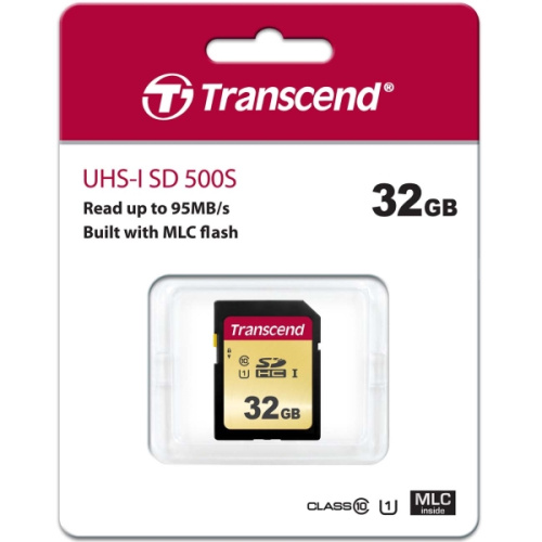 Карта памяти Transcend TS32GSDC500S SDHC 500S, 32GB UHS-I Class U1