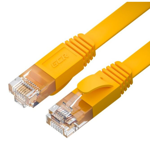 Патч-корд Greenconnect Prof GCR-52826 плоский прямой 15.0m, UTP медь RJ45, кат.6, желтый