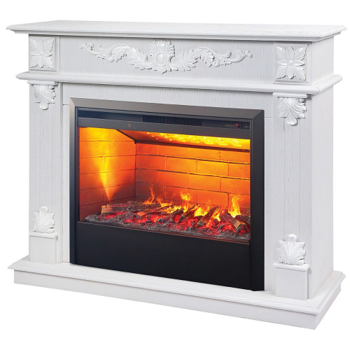 Электрокамин RealFlame Philadelphia 25,5/26 WT белое золото с очагом 3D Helios 26