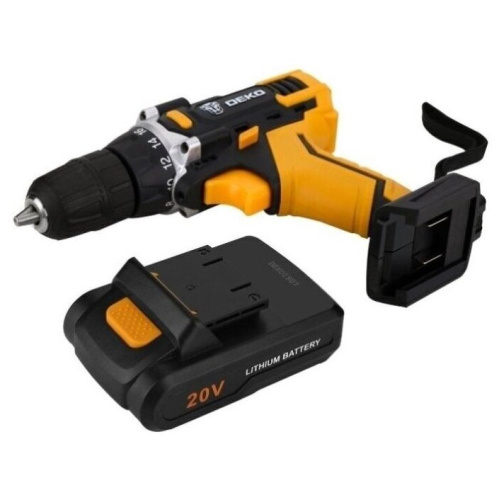 Дрель аккумуляторная DEKO DKCD 20 FU-Li 20v 2*2.0Ah Li-Ion + набор 063-4093