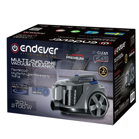 Пылесос Endever SkyClean VC-670 серый/синий