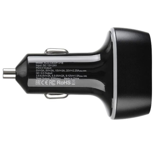 АЗУ ACD (ACD-С632P-V1B) 63Вт, 2xUSB 1PD+1QC, 3.6~20В/3А