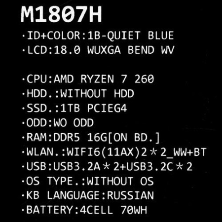 18" Ноутбук ASUS Vivobook 18 M1807HA-S8091 синий