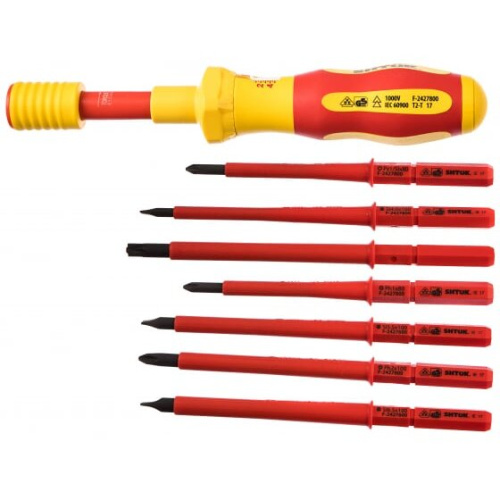 Набор отверток диэлектрических Shtok 09350 со сменными вставками 7+1 в кофре