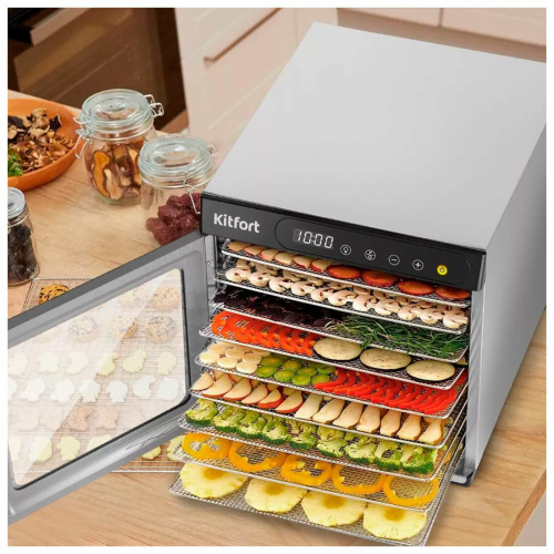Сушилка для овощей и фруктов KitFort КТ-1954 нерж/черный