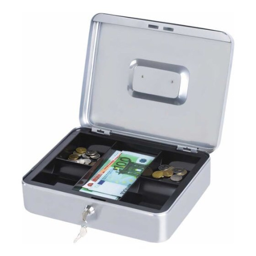 Ящик для денег BRAUBERG 291060 90х240х300мм, ключевой замок, серебристый