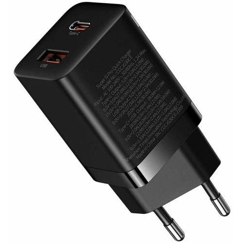 СЗУ Baseus Super Si Pro CCSUPP-E01 Quick Charger C+U 30W EU Black