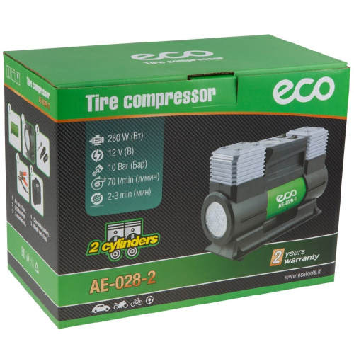 Компрессор автомобильный ECO AE-028-2 (12В, 70 л/мин)