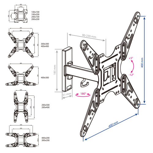 Кронштейн Kromax OPTIMA-413 black
