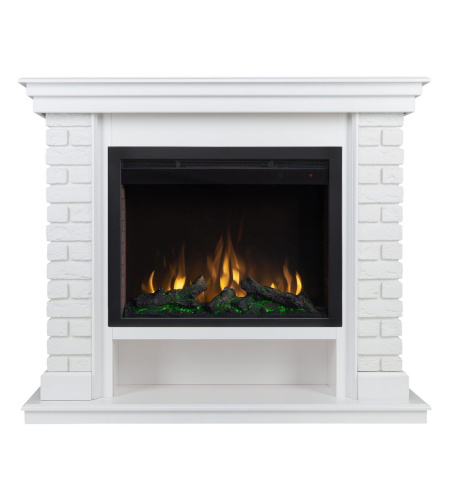 Электрокамин RealFlame Brixton 25,5 WT белый с очагом Saphir 25,5
