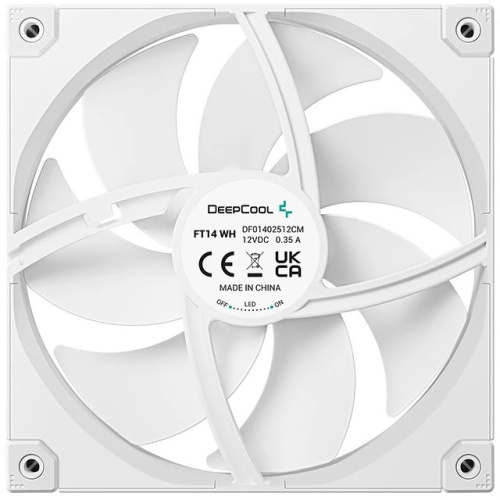 Вентилятор DEEPCOOL FT14 WH 140x140x25мм (PWM, White LED, белый, 500-1650об/мин) Color BOX