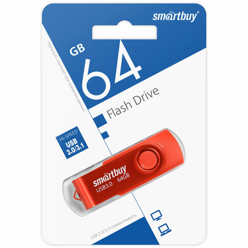 USB-флешка SMARTBUY (SB064GB3TWR) UFD 3.0/3.1 064GB Twist Red красный