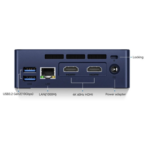 Мини ПК Beelink Mini S12 (BL/MINI S12/N95/8G/256G/Navy Blue) Intel Alder Lake N95, 4C/4T, Intel UHD 1.20 GHz(16EUs), 8GB DDR4 3200MHz RAM 256GB