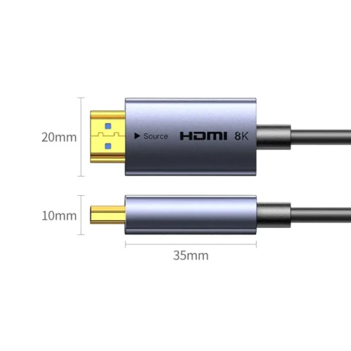 Кабель UGREEN HD183 (55508) HDMI 8K Fiber Optic Cable Male to Male Aluminum Shell 30m Dark Gray