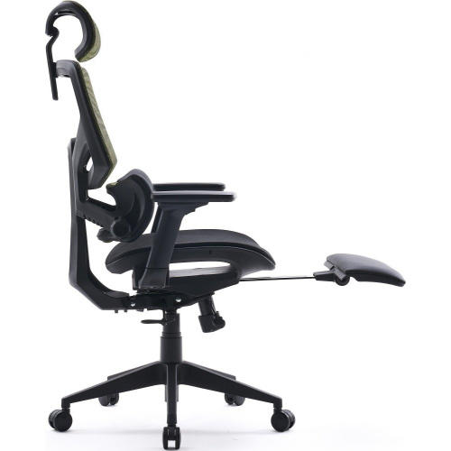 Кресло Cactus CS-CHR-MC01-LGNBK салатовый сиденье черный сетка/ткань с подголов. крестов. пластик подст.для ног