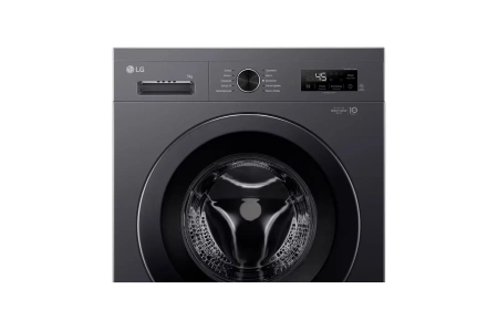 Стиральная машина LG F2Y1VS6J 9 кг, инверторный мотор с прямым приводом функция пара Steam, 8 программ, для аллергиков и детской одежды, черный