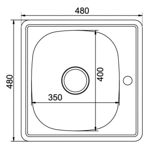 Мойка врезная Mixline 528187 48х48 0,6 выпуск 3 1/2 16см с сифоном