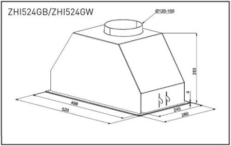 Вытяжка полновстраиваемая ZUGEL ZHI524GW белый/белый