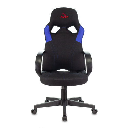 Кресло Zombie Runner Blue текстиль/эко.кожа черный/синий