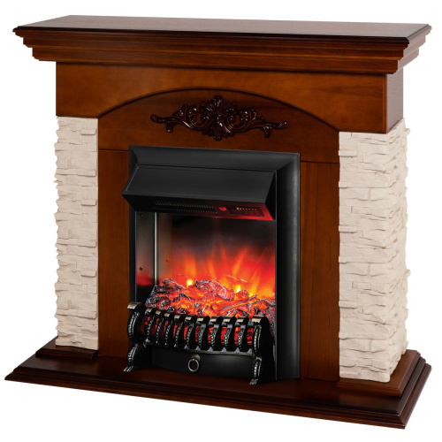 Электрокамин RealFlame Neapolis NT орех с очагом Fobos Lux Black RC