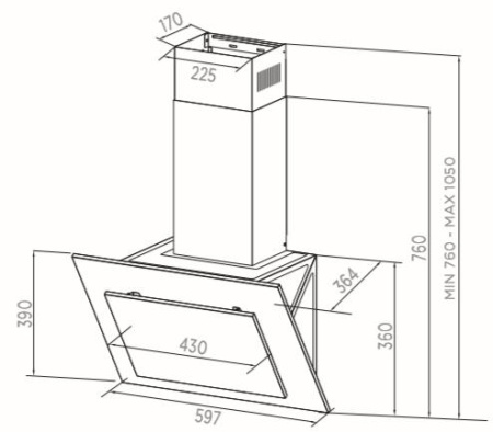 Вытяжка наклонная Midea MH60AN300B черный/черный