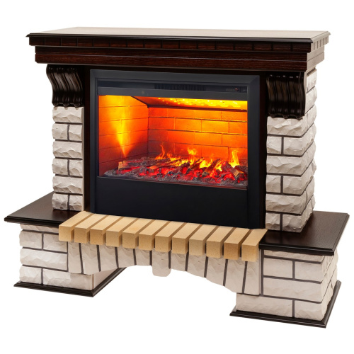 Электрокамин RealFlame Country 26 AO античный дуб с очагом 3D Helios 26